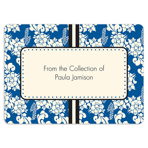 Blue Floral Book Plate Labels