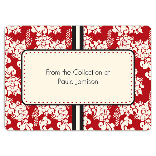 Red Floral Book Plate Labels