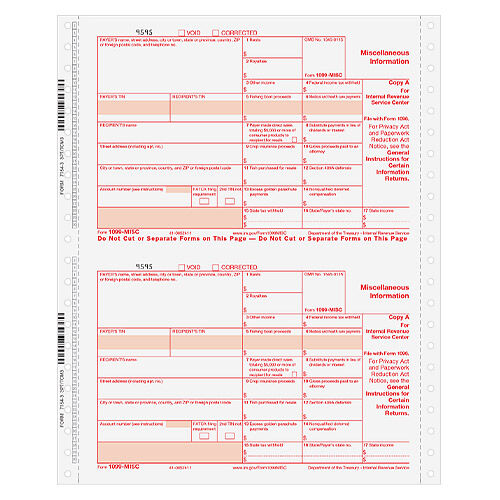 1099-MISC Continuous 5-Part Set (Quickbooks Compatible)