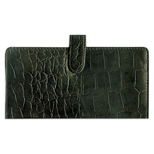 Black Crocodile Leather Checkbook Cover