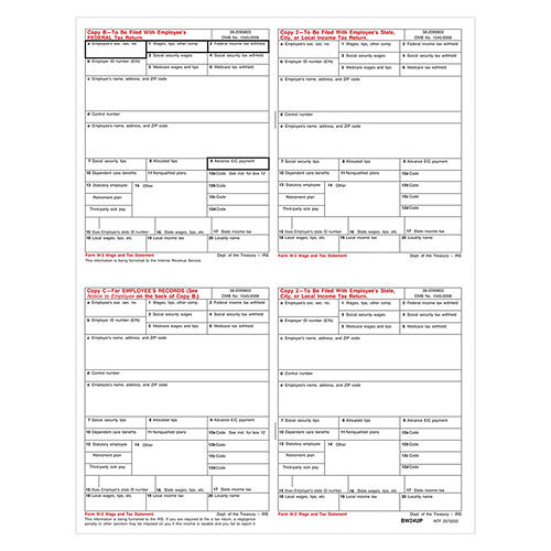 W-2 Laser 4-Up Pre-Printed Tax Forms