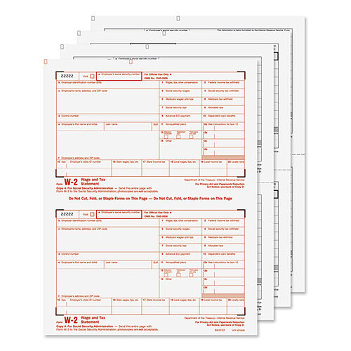 W-2 Laser Set 4-Part Tax Forms (Quicken & Quickbooks Compatible)