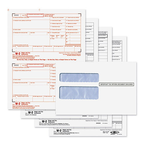 BUNDLE: W-2 Laser Set 4-Part Tax Forms with Envelopes (Quicken & Quickbooks Compatible)
