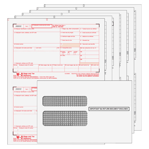 BUNDLE: W-2 Laser Set 6-Part Tax Forms with Envelopes (Quicken &amp; Quickbooks Compatible)