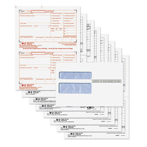 BUNDLE: W-2 Laser Set 8-Part Tax Forms (Quicken &amp; Quickbooks Compatible) with Envelopes