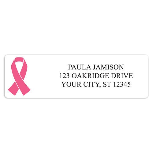 Pink Ribbon on White Background Awareness Sheet Labels